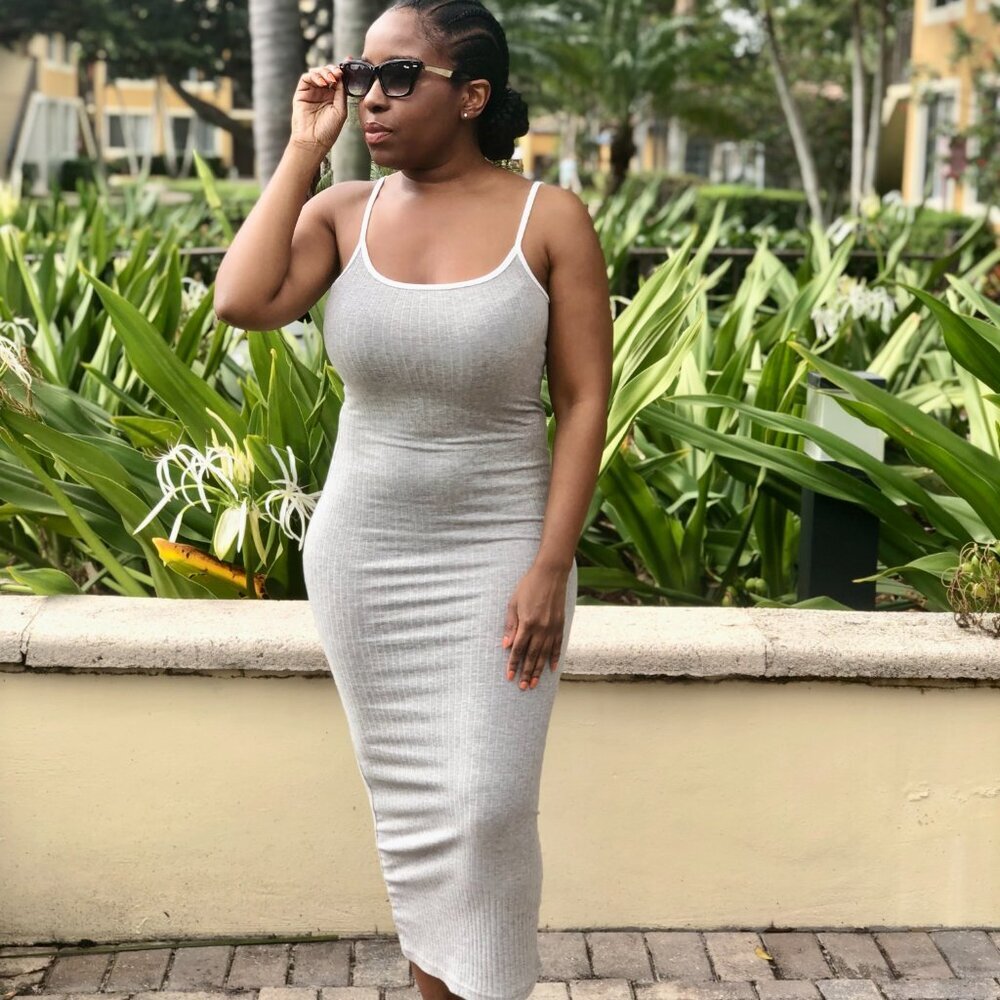 Strap knee length Dress ( S-L)